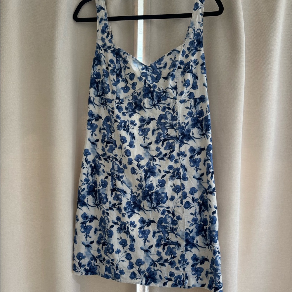 Abercrombie & Fitch Blue and White Fitted Bustier Camisole